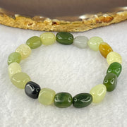 Natural Muti Color Serpentine Beads Bracelet 17.24g 14cm 8.5mm 18 Beads - Huangs Jadeite and Jewelry Pte Ltd