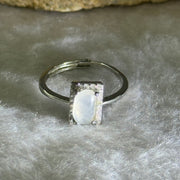 Type A High ICY White Jadeite with Crystals in S925 Sliver Ring (Adjustable Size) 2.01g 8.9 by 5.5 by 3.1mm - Huangs Jadeite and Jewelry Pte Ltd