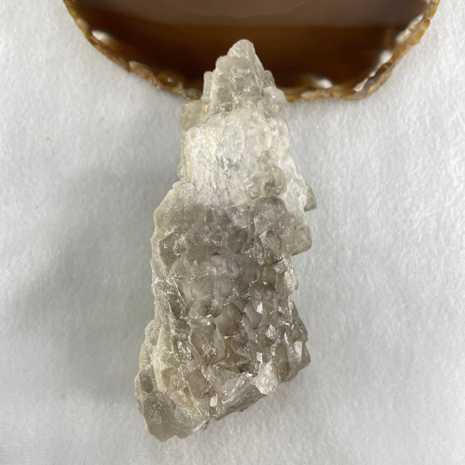 Natural Clear Quartz Rough Irregular Shape Display in Wooden Stand 359.1g 81.0 by 87.0 by 122.0mm - Huangs Jadeite and Jewelry Pte Ltd