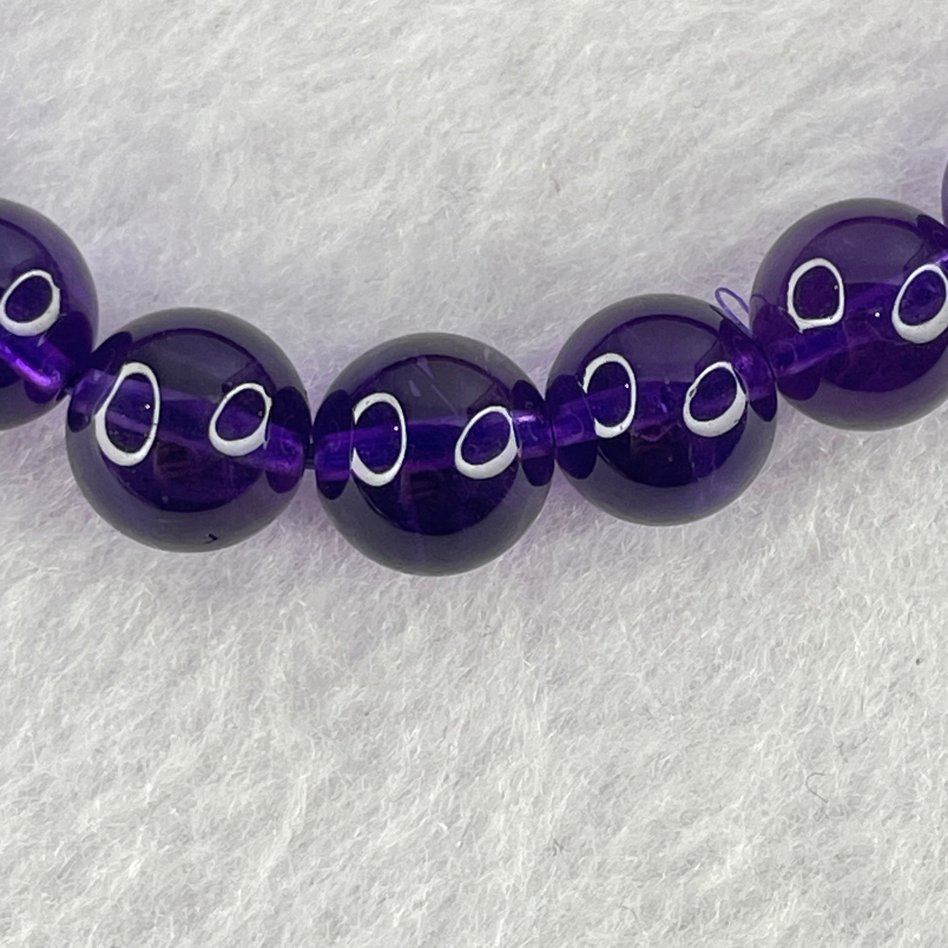 Very Good Grade Natural Amethyst Bracelet 18.35g 16cm 8.4mm 24 Beads - Huangs Jadeite and Jewelry Pte Ltd