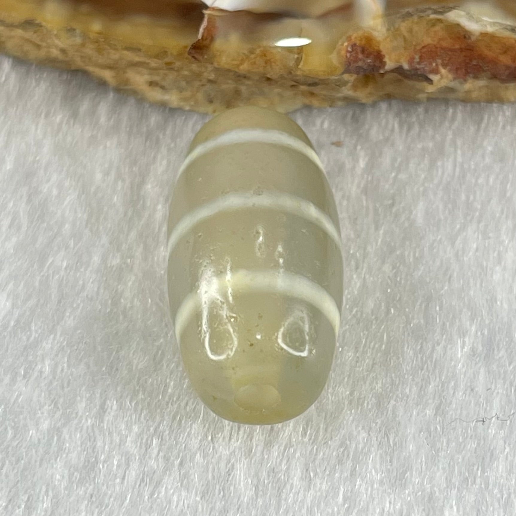 Natural Powerful Tibetan Old Oily Agate 3-Lines Dzi Bead Heavenly Master (Tian Zhu) 三行天诛 3.23g 20.0 by 10.4mm - Huangs Jadeite and Jewelry Pte Ltd