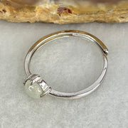 Type A Icy Faint Green Cabochon Jadeite in S925 Sliver Ring (Adjustable Size) 1.05g 4.5 by 3.0mm - Huangs Jadeite and Jewelry Pte Ltd