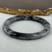 Type A Wuji Grey Black Piao Hua Jadeite Bangle Internal Diameter 55.4mm 39.68g 7.9 by 9.4mm (Slight Internal Lines) - Huangs Jadeite and Jewelry Pte Ltd