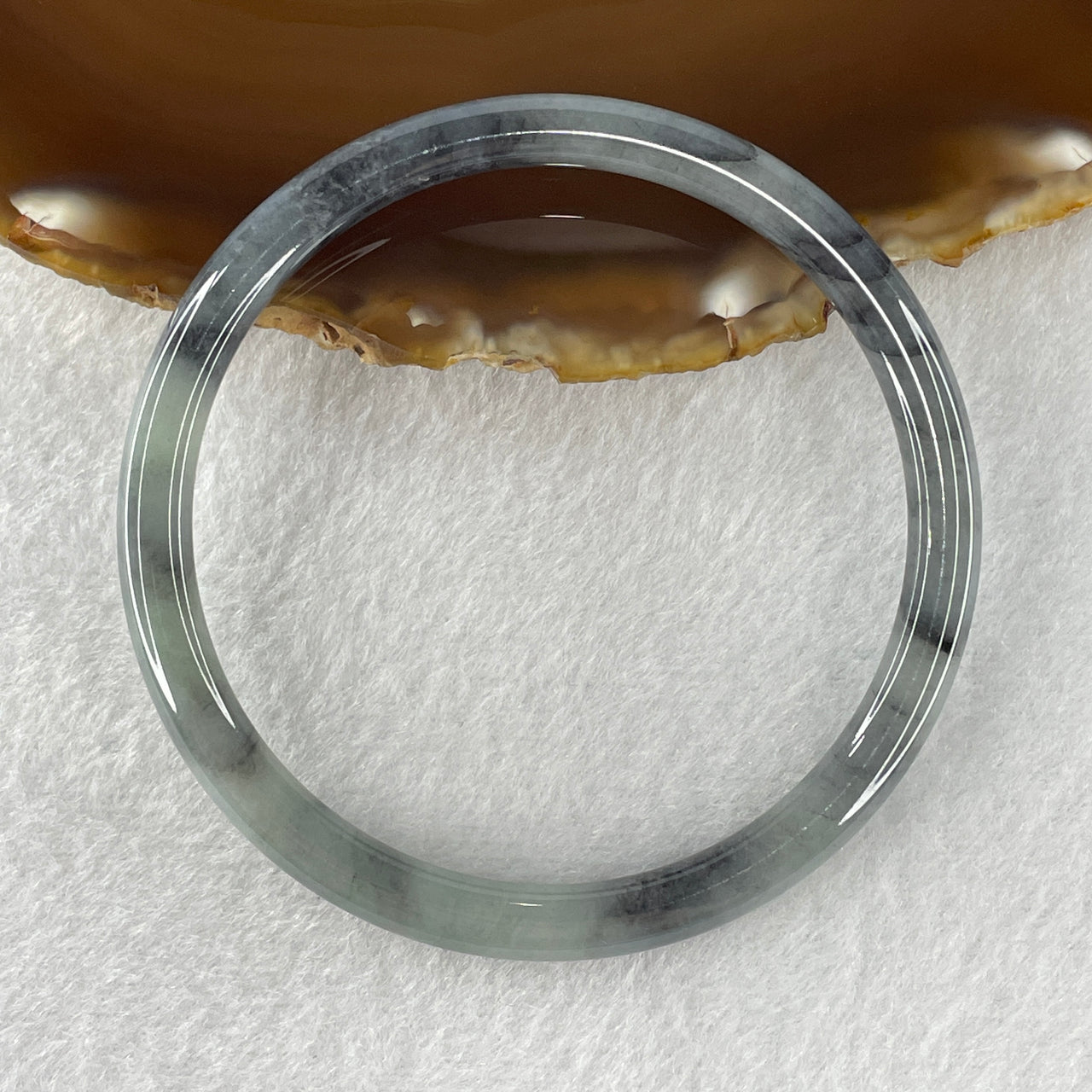 Type A Wuji Grey Black Jadeite Bangle 20.91g 6.0 by 6.6mm 59.8mm (Internal Lines)