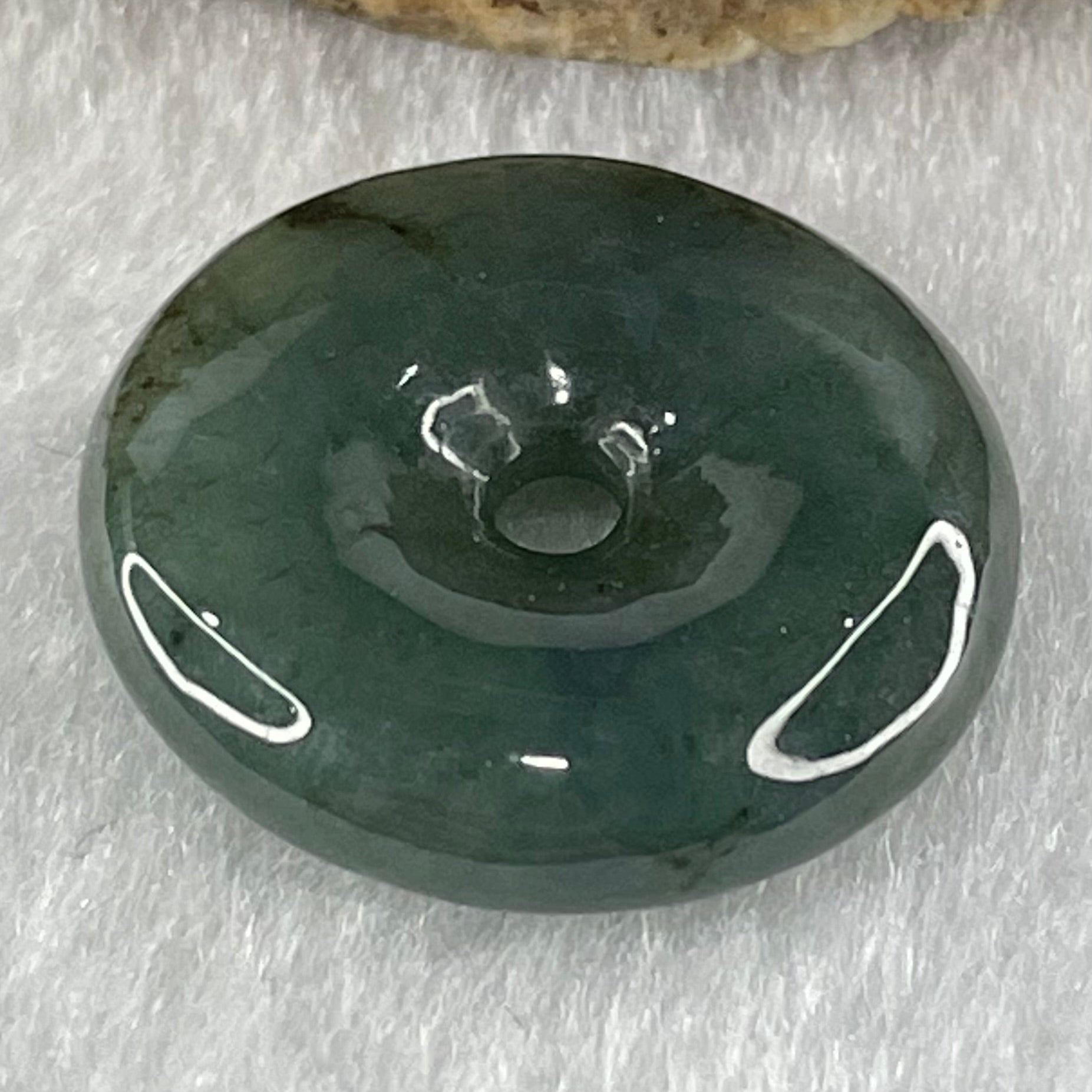 Type A Dark Blueish Green Jadeite Ping An Kou Donut Pendant 4.74g 21.3 by 5.0mm - Huangs Jadeite and Jewelry Pte Ltd