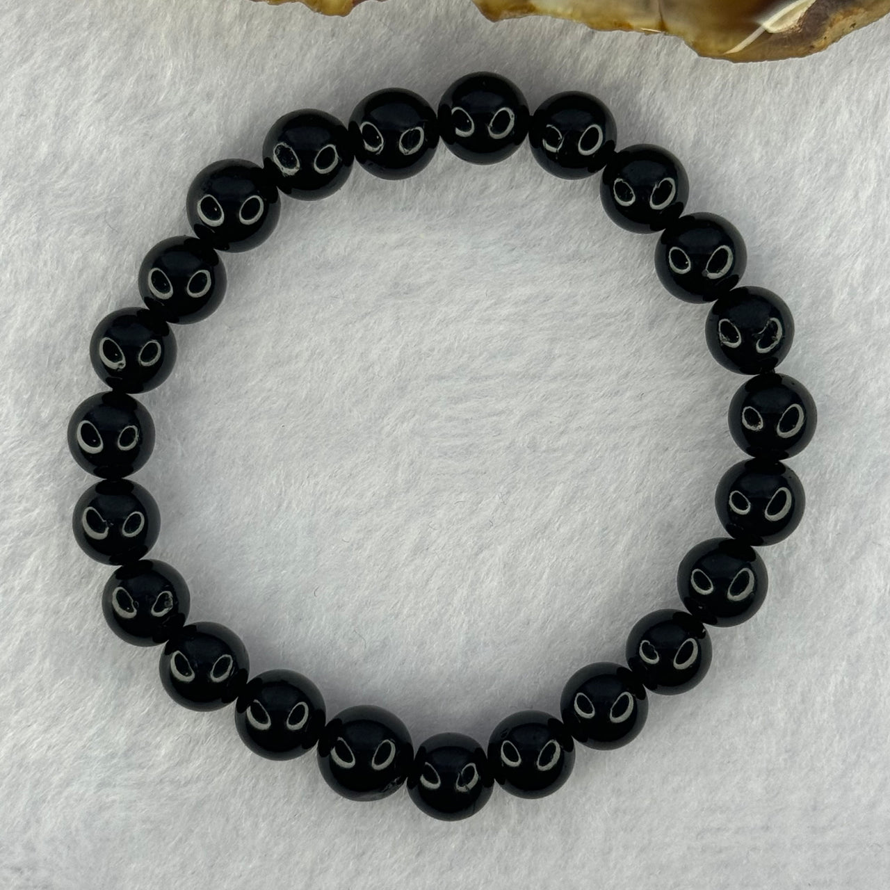 Natural Black Amber Beads Bracelet 6.94g 15cm 8.8mm 23 Beads - Huangs Jadeite and Jewelry Pte Ltd