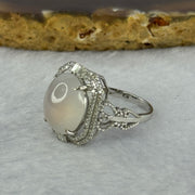 18K White Gold Type A White Jadeite with diamonds Ring 4.47g 12.7 by 10.9 by 4.5mm US6.5 HK14 - Huangs Jadeite and Jewelry Pte Ltd