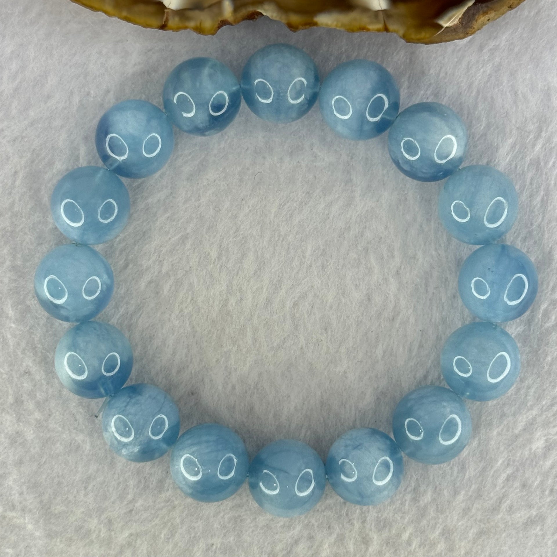 Natural Aquamarine Beads Bracelet 42.45g 18cm 13.2mm 16 Beads - Huangs Jadeite and Jewelry Pte Ltd
