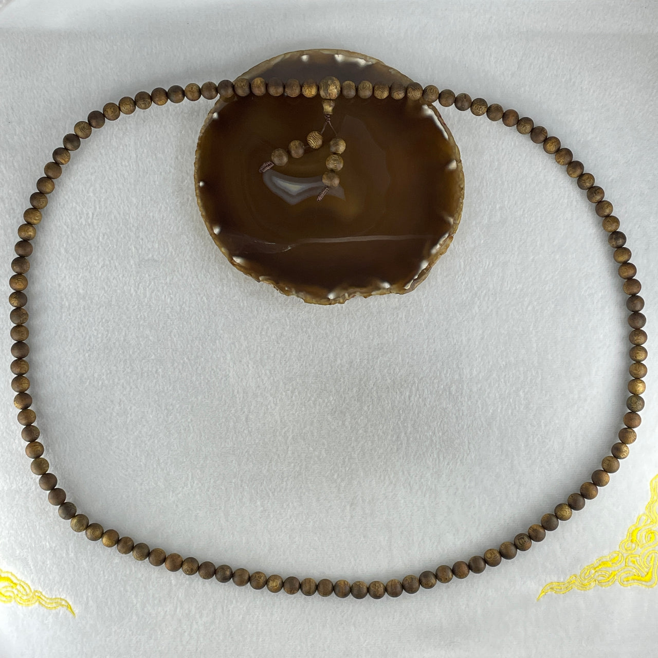 Certified Natural China Hainan Agarwood Beads Necklace 44.04g 104cm 10.4mm 108 Beads