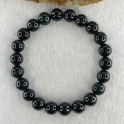 Rare High End Type A Highly Translucent Black Omphacite Jadeite Beads Bracelet 33.19g 17.5cm 9.7mm 22 Beads - Huangs Jadeite and Jewelry Pte Ltd