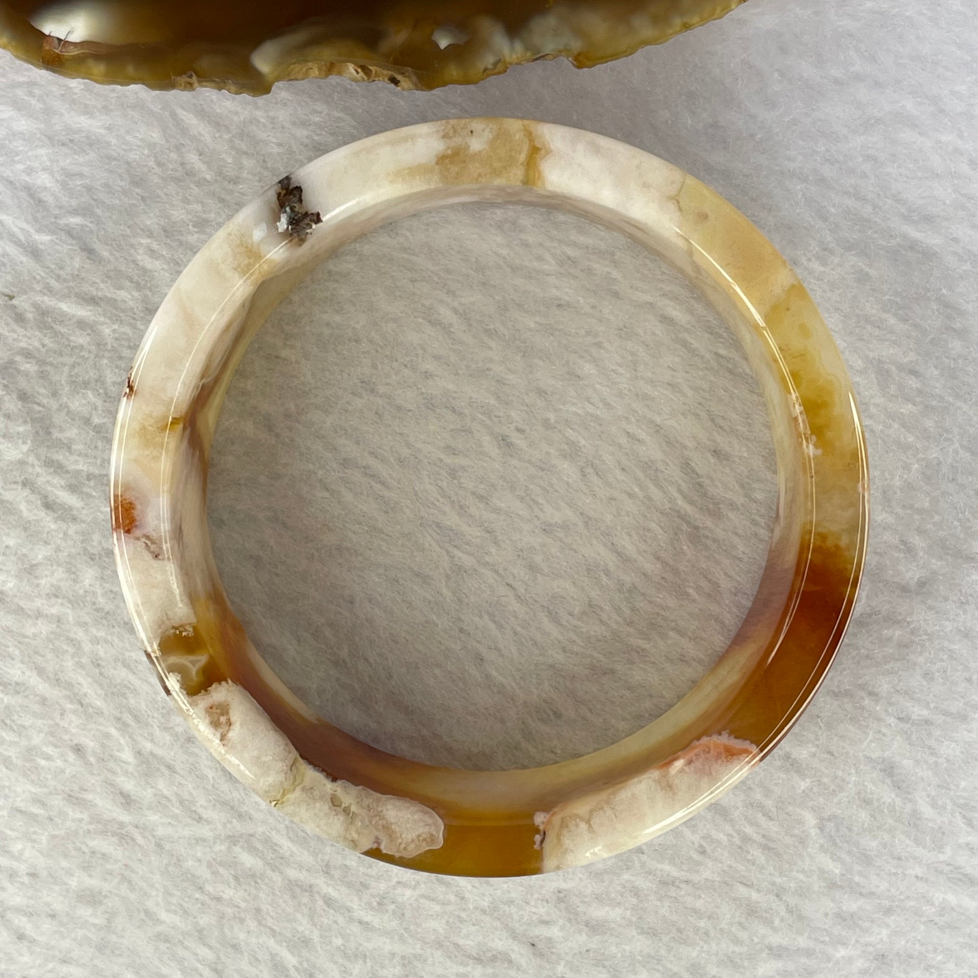 Natural Flower Agate Bangle 55.95g 21.3 by 5.7 mm Internal Diameter 54.1 mm - Huangs Jadeite and Jewelry Pte Ltd