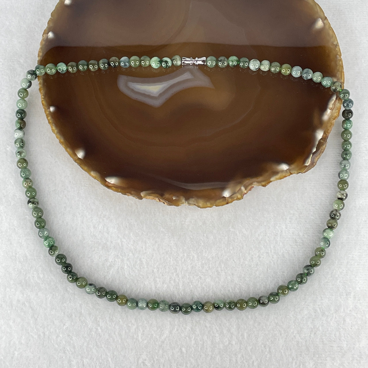 Natural Type A Multi-Tone Green, Blueish Green & Yellowish Jadeite Beads Necklace | 100% Untreated Three-Color Harmony Strand | Fine Fei Cui Statement Jewelry (30.52g | 48cm | 5.8mm | 40 Beads)