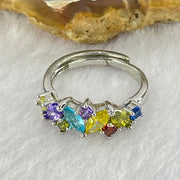 Multi Color Cubic Zirconia in Sliver Ring (Adjustable Size) 2.61g 6.4 by 4.5 by 2.2mm - Huangs Jadeite and Jewelry Pte Ltd