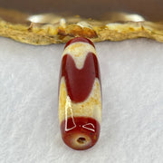 Natural Powerful Tibetan Old Oily Red Yellowish White Agate Tiger Tooth Daluo Dzi Bead Heavenly Master (Tian Zhu) 虎牙天珠 10.43g 38.4 by 13.0mm - Huangs Jadeite and Jewelry Pte Ltd
