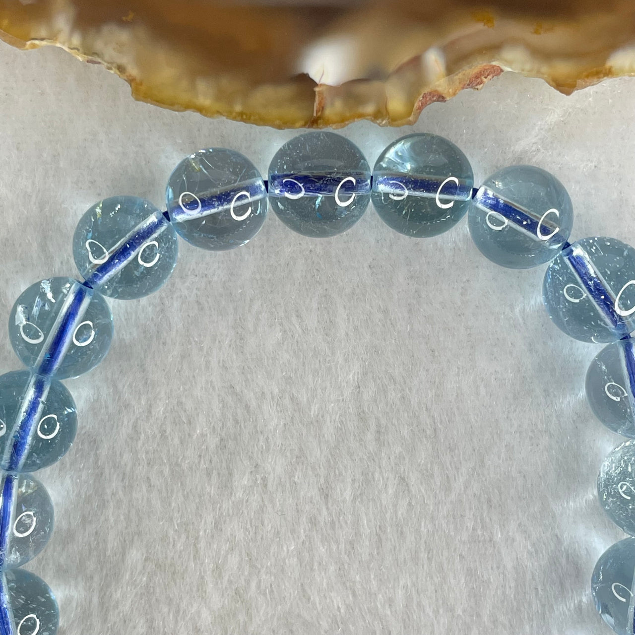 Good Grade Natural Blue Topaz Beads Bracelet 29.22g 15.5cm 9.3mm 21 Beads - Huangs Jadeite and Jewelry Pte Ltd