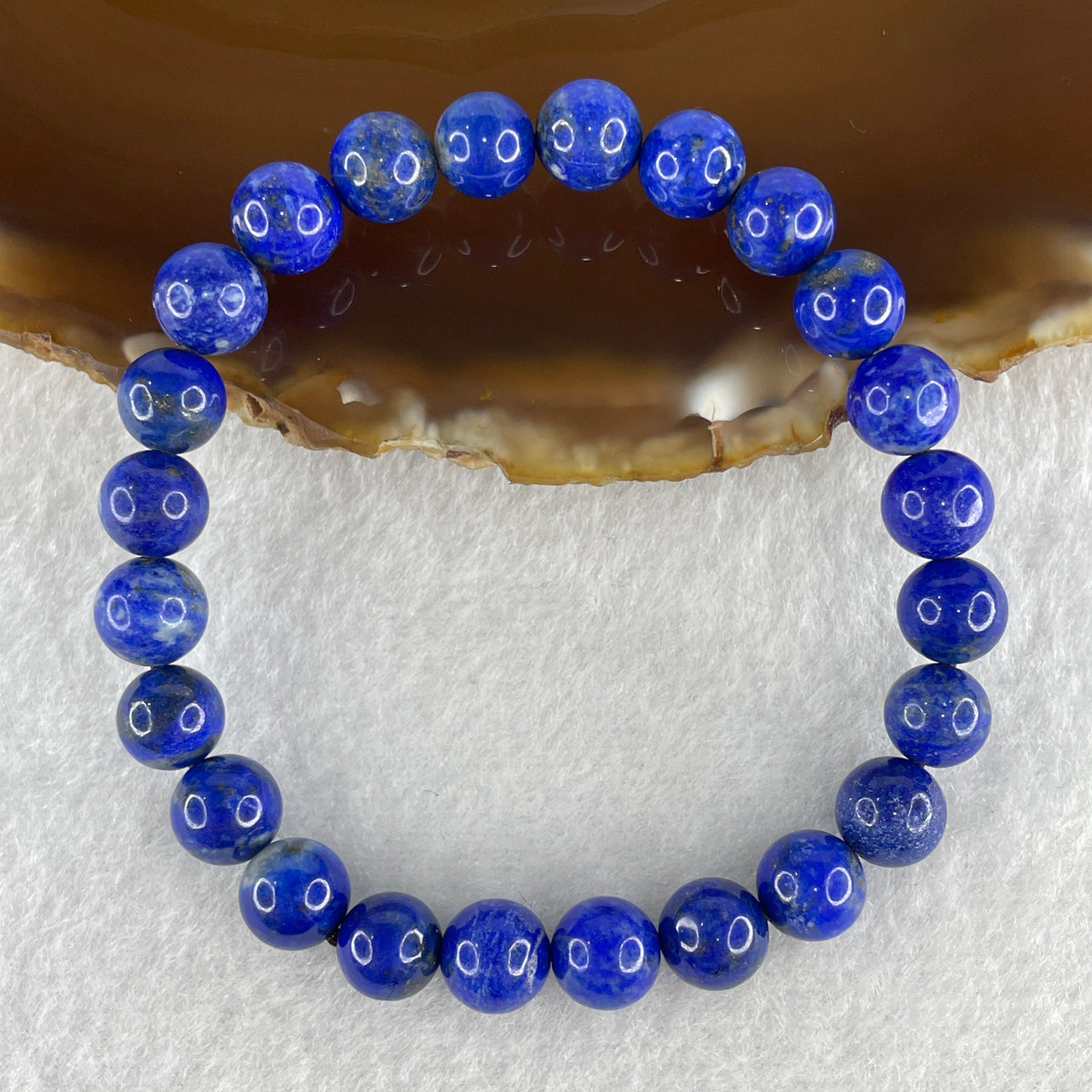 Natural Blue Lapis Lazuli Beads Bracelet 17.02g 15.5cm 7.8mm 24Beads