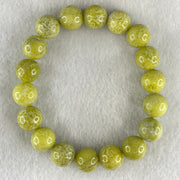 Natural Green Serpentine Jade Beads Bracelet 天然黄山玉手链 42.24g 17.5cm 12.3mm 18 Beads - Huangs Jadeite and Jewelry Pte Ltd