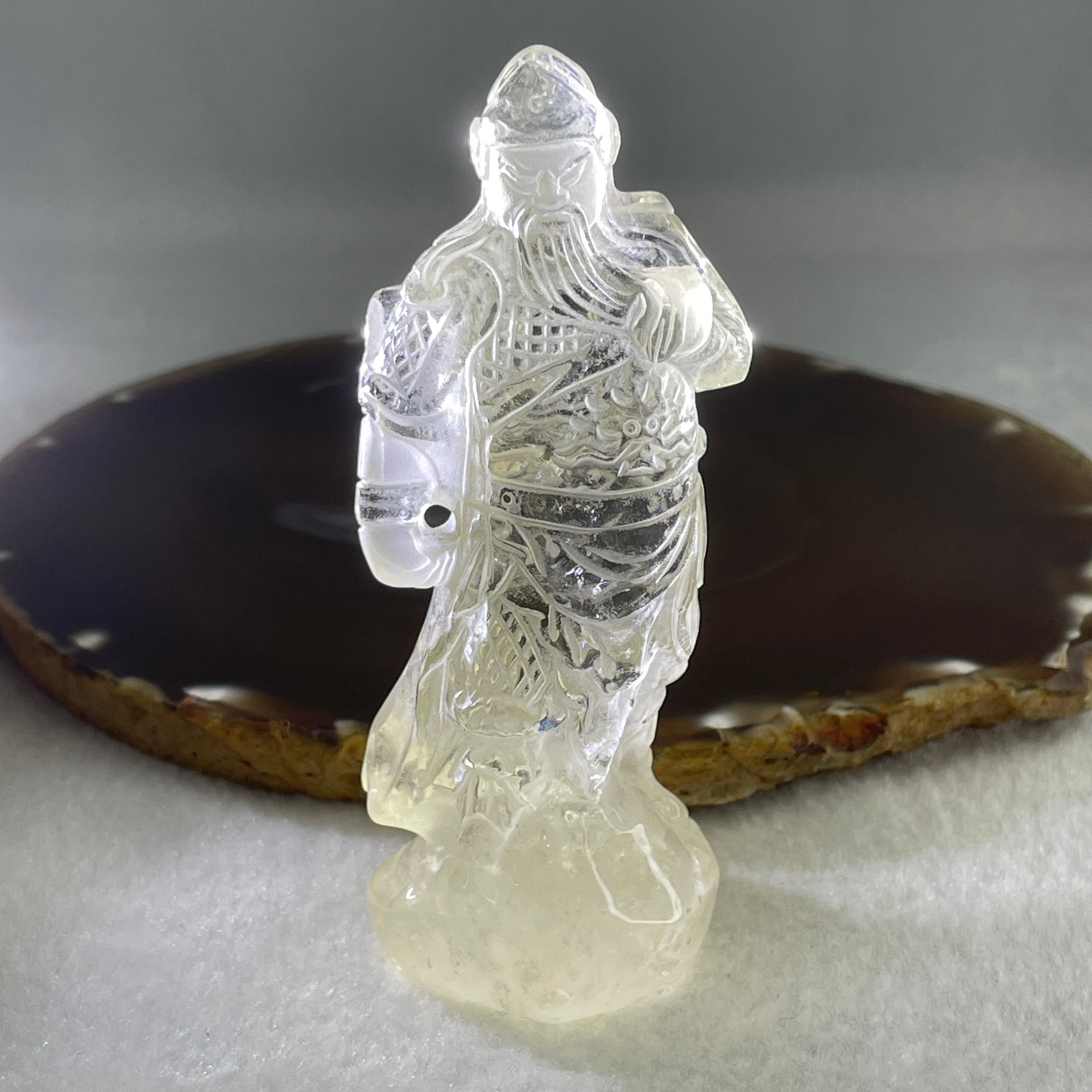 Natural Clear Quartz Guan Gong Display 116.3g 37.8 by 140.0 by 54.1mm - Huangs Jadeite and Jewelry Pte Ltd