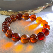 Good Grade Natural Blood Red Amber Beads Bracelet 20.41g 18cm 13.4mm 16 Beads - Huangs Jadeite and Jewelry Pte Ltd