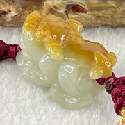Type A Faint Green with Yellow Jadeite Male Pixiu String Bracelet 7.53g 23.5 by 13.2 by 13.8mm - Huangs Jadeite and Jewelry Pte Ltd