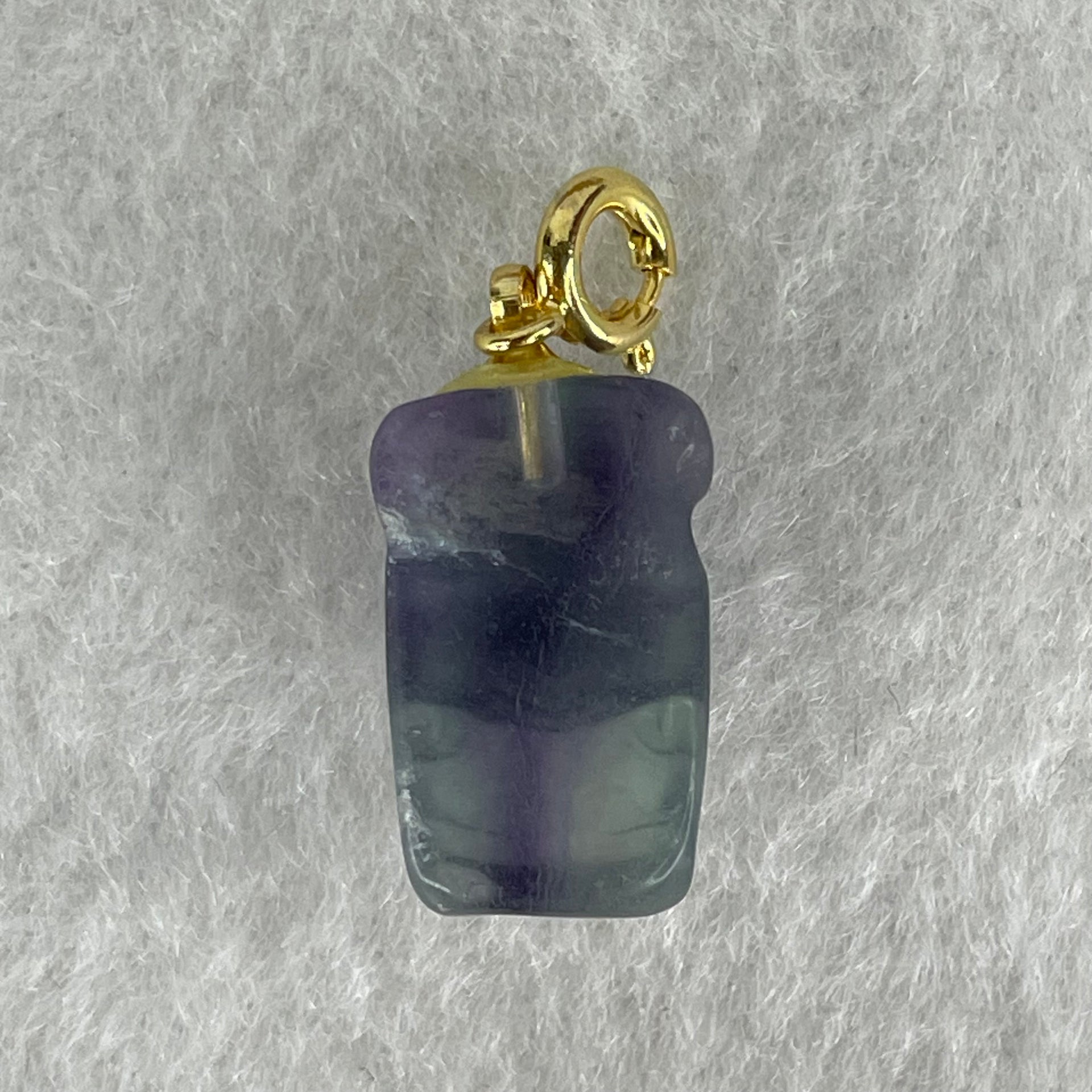 Natural Purple and Green Fluorite Ox Charm Pendant 3.51g 17.2 by 11.0 by 8.6mm - Huangs Jadeite and Jewelry Pte Ltd