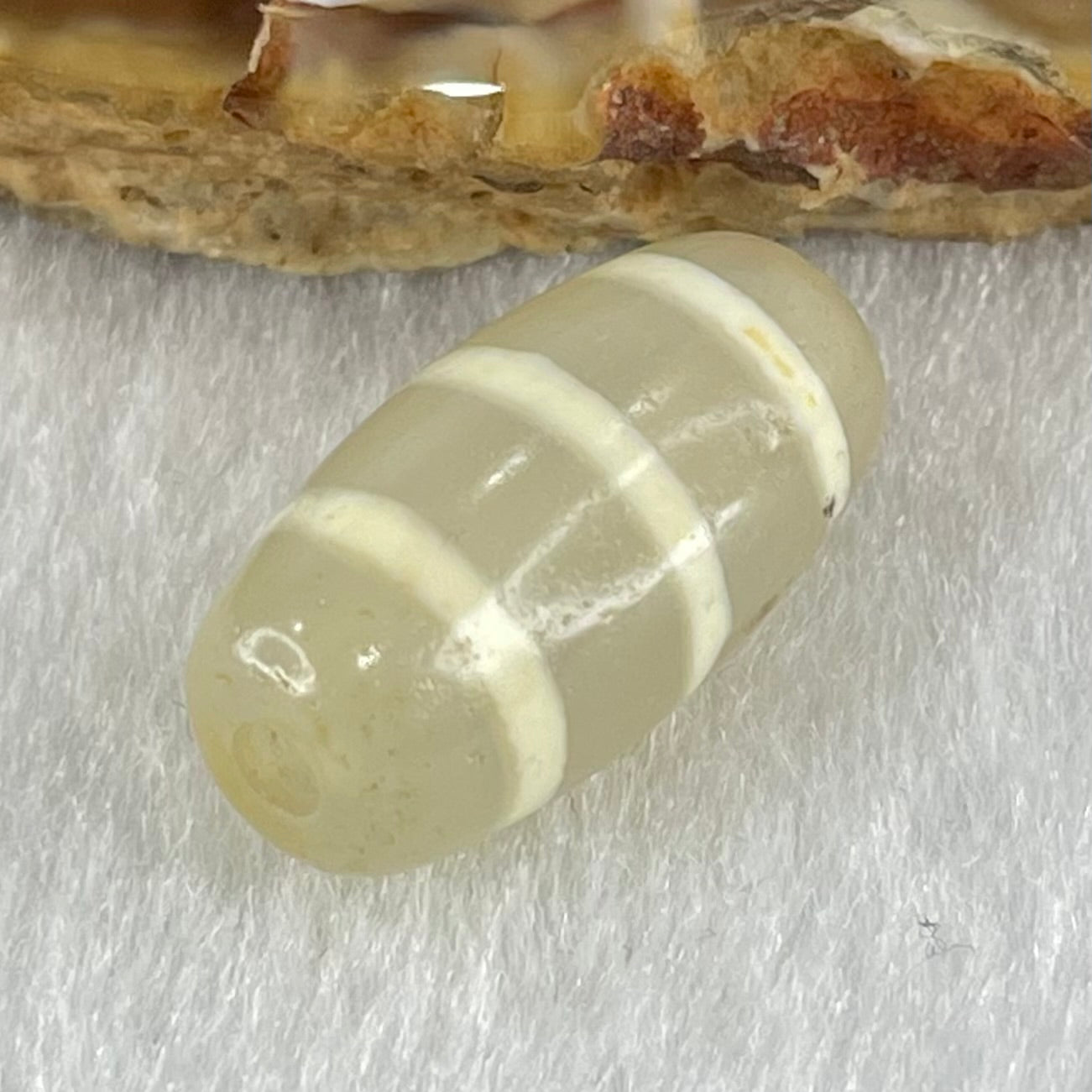 Natural Powerful Tibetan Old Oily Agate 3-Lines Dzi Bead Heavenly Master (Tian Zhu) 三行天诛 3.09g 19.8 by 10.2mm - Huangs Jadeite and Jewelry Pte Ltd
