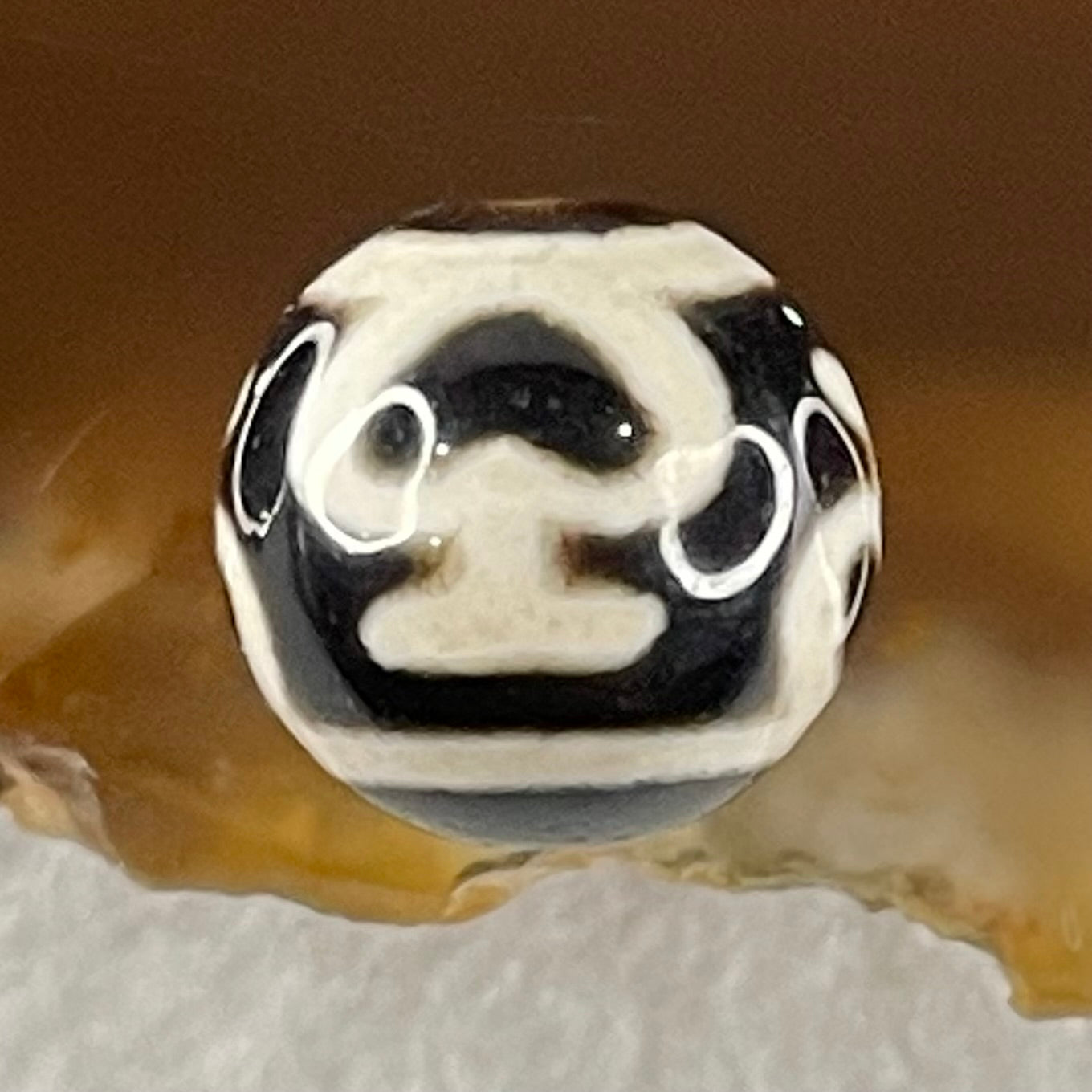 Natural Powerful Tibetan Old Oily Agate 4 Nectar Vessel Dzi Bead Heavenly Master (Tian Zhu) 花蜜容器天珠 1.44g 10.0 by 10.2mm - Huangs Jadeite and Jewelry Pte Ltd