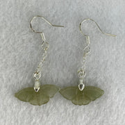 Type A Icy Brownish Green Jadeite Butterfly in S925 Sliver Earrings 2.43g 22.7 by 9.7 by 2.1mm - Huangs Jadeite and Jewelry Pte Ltd