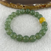 Tye A Natural Jelly Semi Icy Green with Yellow Jadeite Beads Bracelet 24.58g 15cm 88.8mm 20 Beads 9.8mm-yellow bead - Huangs Jadeite and Jewelry Pte Ltd