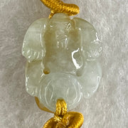 Type A Yellow with Faint Green Lavender Jadeite Male Pixiu String Bracelet 5.58g 13.5cm 20.6 by 15.7 by 10.8mm - Huangs Jadeite and Jewelry Pte Ltd