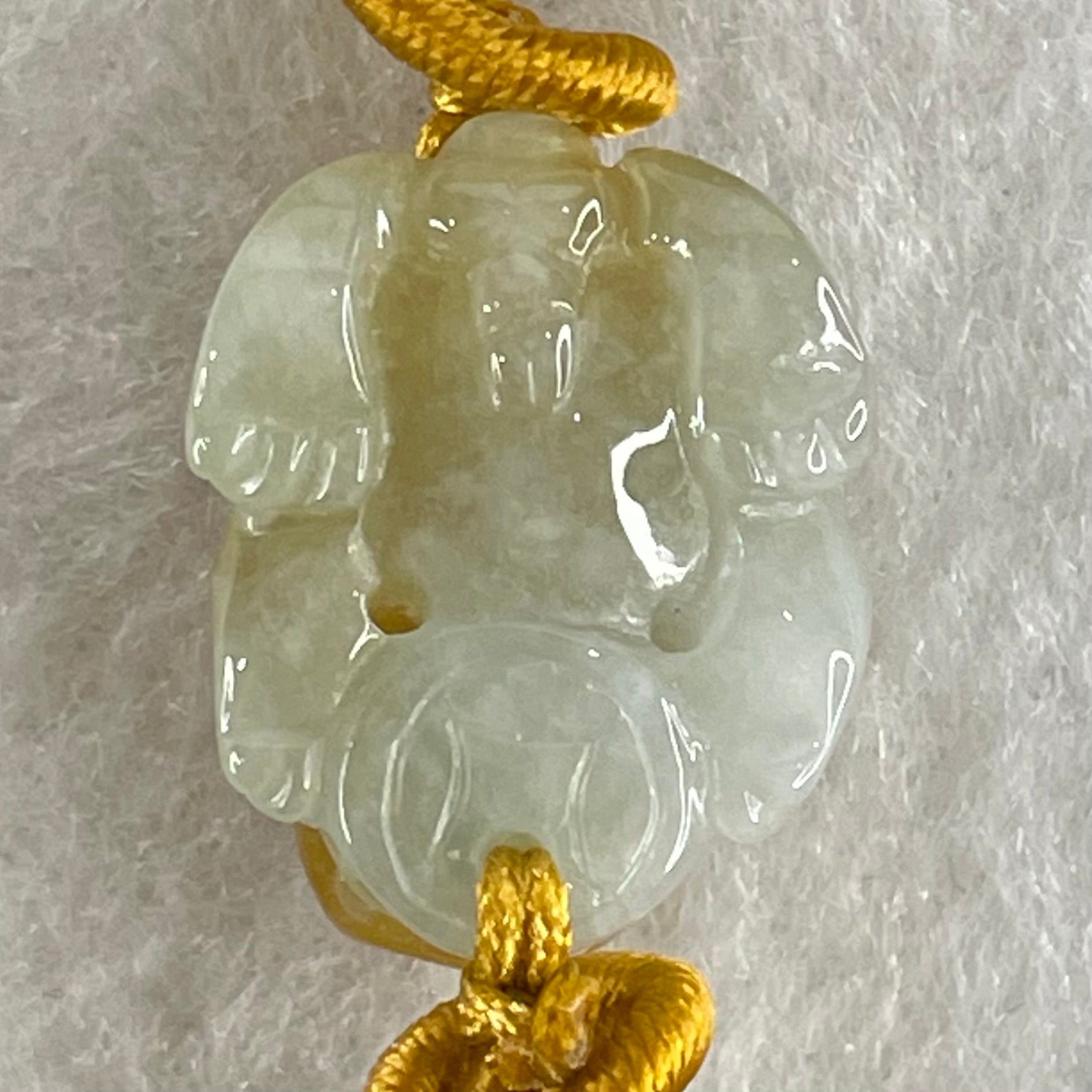 Type A Yellow with Faint Green Lavender Jadeite Male Pixiu String Bracelet 5.58g 13.5cm 20.6 by 15.7 by 10.8mm - Huangs Jadeite and Jewelry Pte Ltd