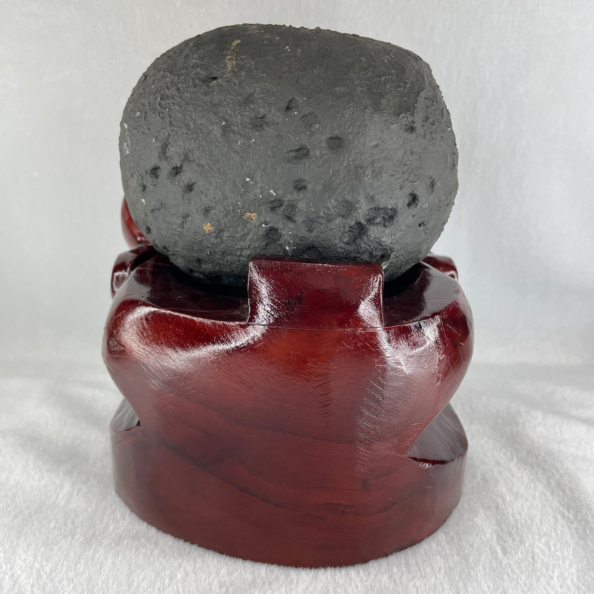 Natural Amethyst Cave with Wooden Stand 2,387.0g 153.2 by 143.7 by 165.0mm - Huangs Jadeite and Jewelry Pte Ltd