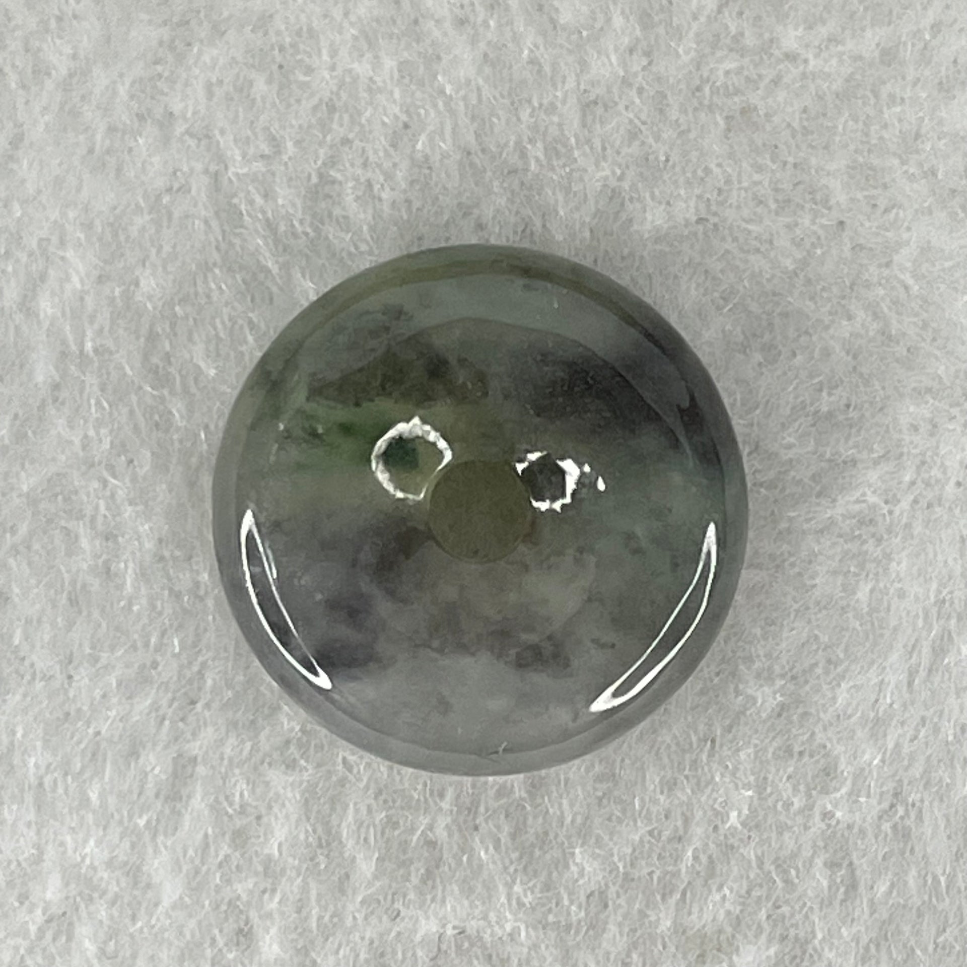 Type A Icy Wuji Grey Jadeite Ping An Kou Donut Charm Pendant 3.55g 17.5 by 5.5mm - Huangs Jadeite and Jewelry Pte Ltd