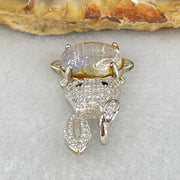 Rare Natural Blue Dumortierite Rutilated Quartz in S925 Sliver Rabbit Pendant 2.32g 9.8 by 6.5 by 4.0mm - Huangs Jadeite and Jewelry Pte Ltd