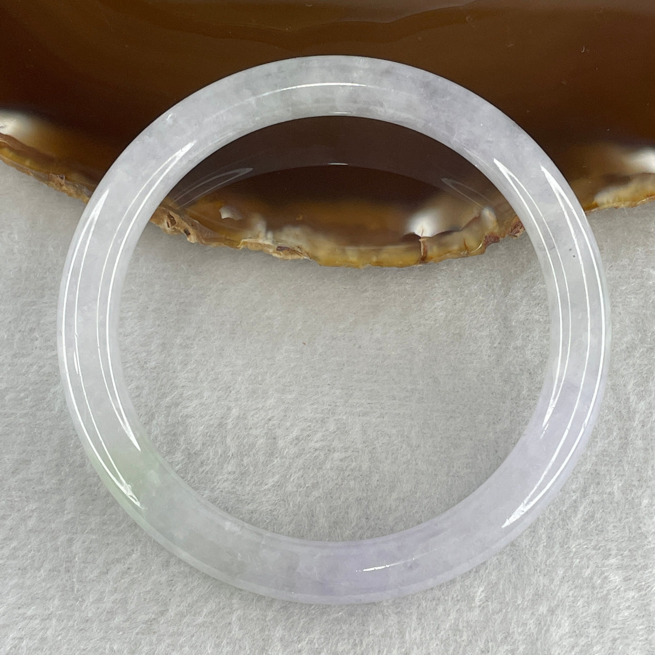 Certified Type A Jadeite Bangle 56.1mm - Light Lavender & Green Natural Jadeite Jewelry - 31.34g Semi-Icy Genuine Jade Bracelet for Women 7.4x7.8mm Wide (Slight Internal Lines)