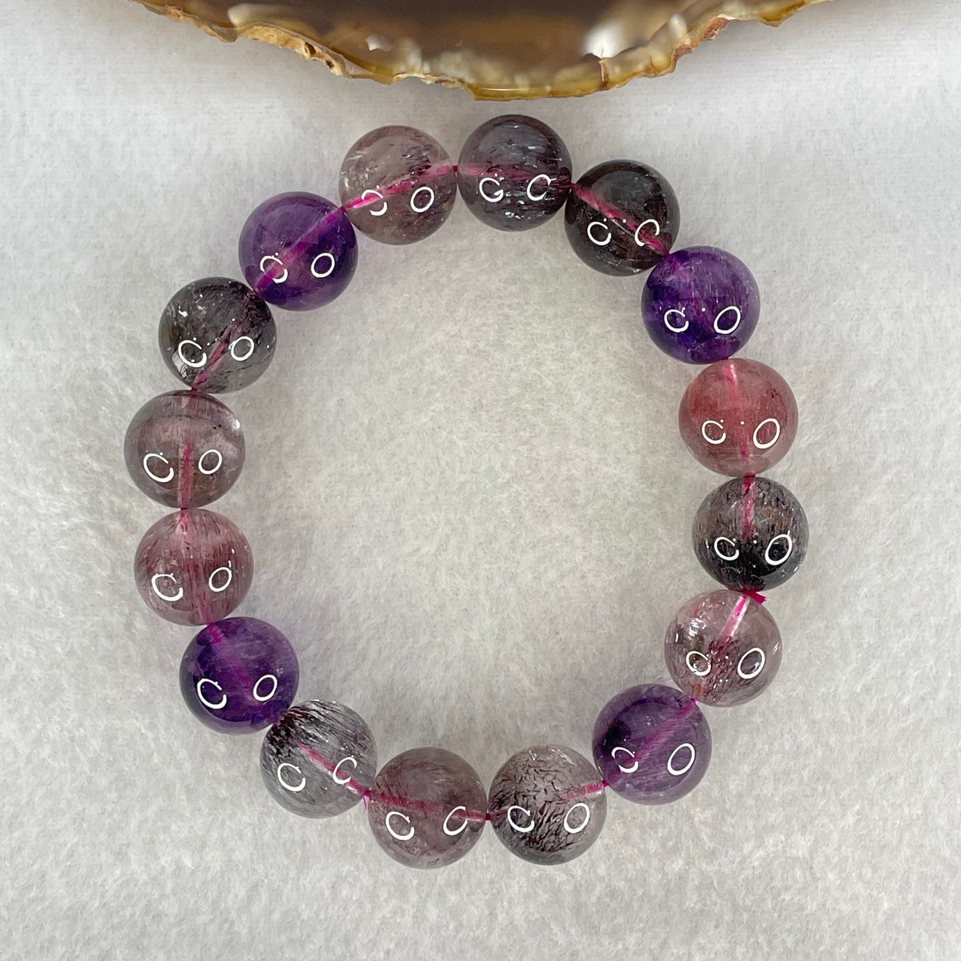 Good Grade Natural Blackcurrant Super 7 Beads Bracelet 57.98g 18.5cm 13.9mm 16 Beads - Huangs Jadeite and Jewelry Pte Ltd