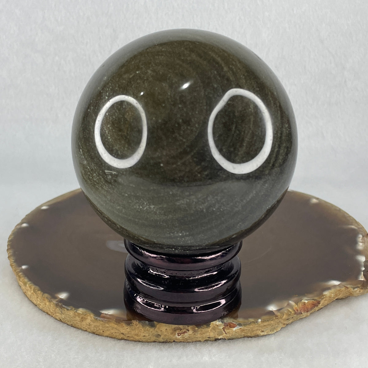 Natural Black Obsidian Sphere Ball Display with Wooden Stand | Volcanic Shield & Psychic Protection Orb (550.4g | 77.0x97.0mm |  Anchor, Negative Energy Absorber, Feng Shui Protection Shield & Mind Clarity Magnet)