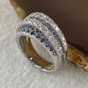 High Grade Natural Pastel Blue Sapphire 1.28ct Natural Diamonds 0.78ct 18K 750 White Gold Ring Total 11.53g US6.75 HK14.5 EUR53 Inner Diameter 17mm - Huangs Jadeite and Jewelry Pte Ltd