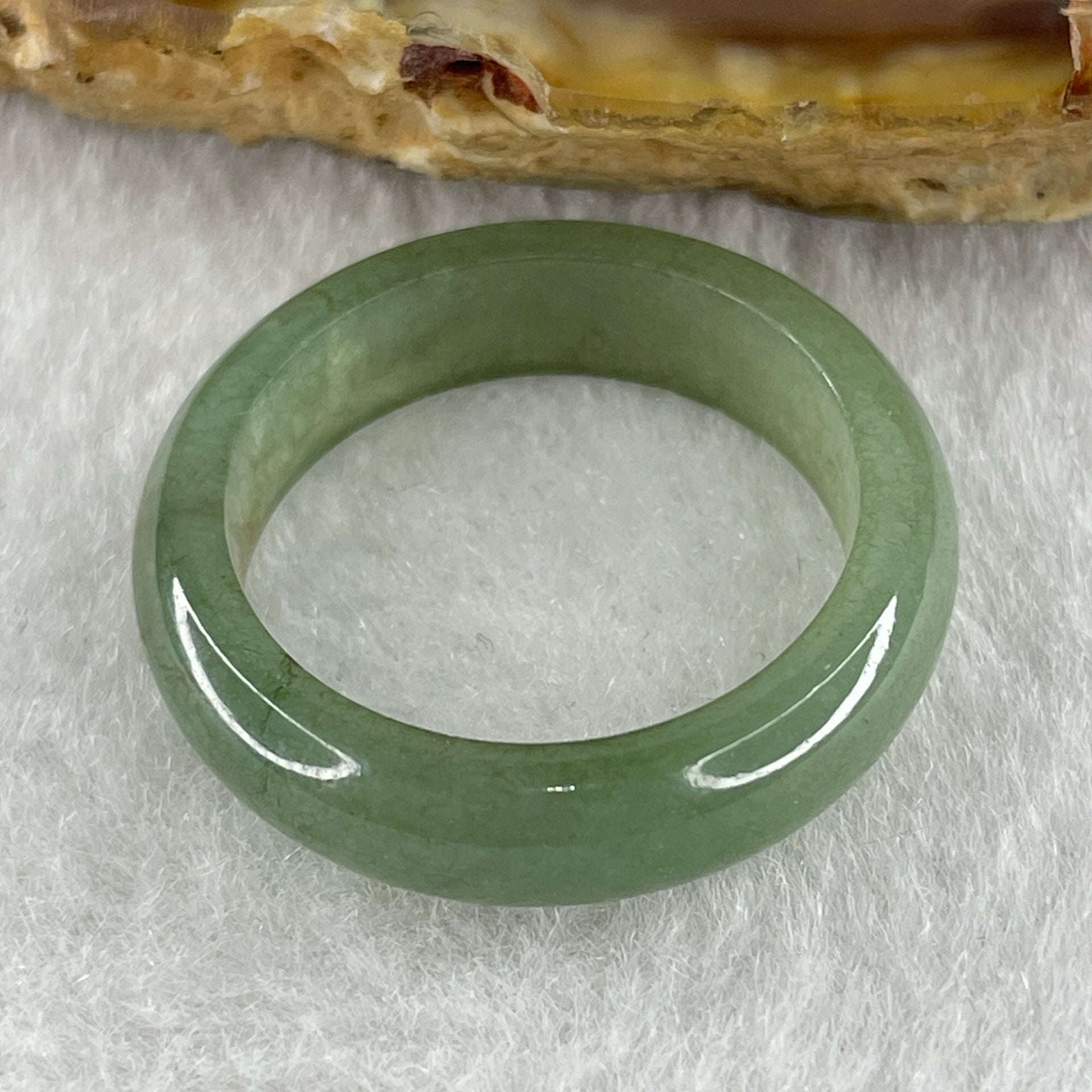 Type A Natural Green with Brownish Spot Jadeite Ring 2.87g 5.4 by 3.0mm US 7.5 HK 16.5 (Very Very Slight Internal Line) - Huangs Jadeite and Jewelry Pte Ltd