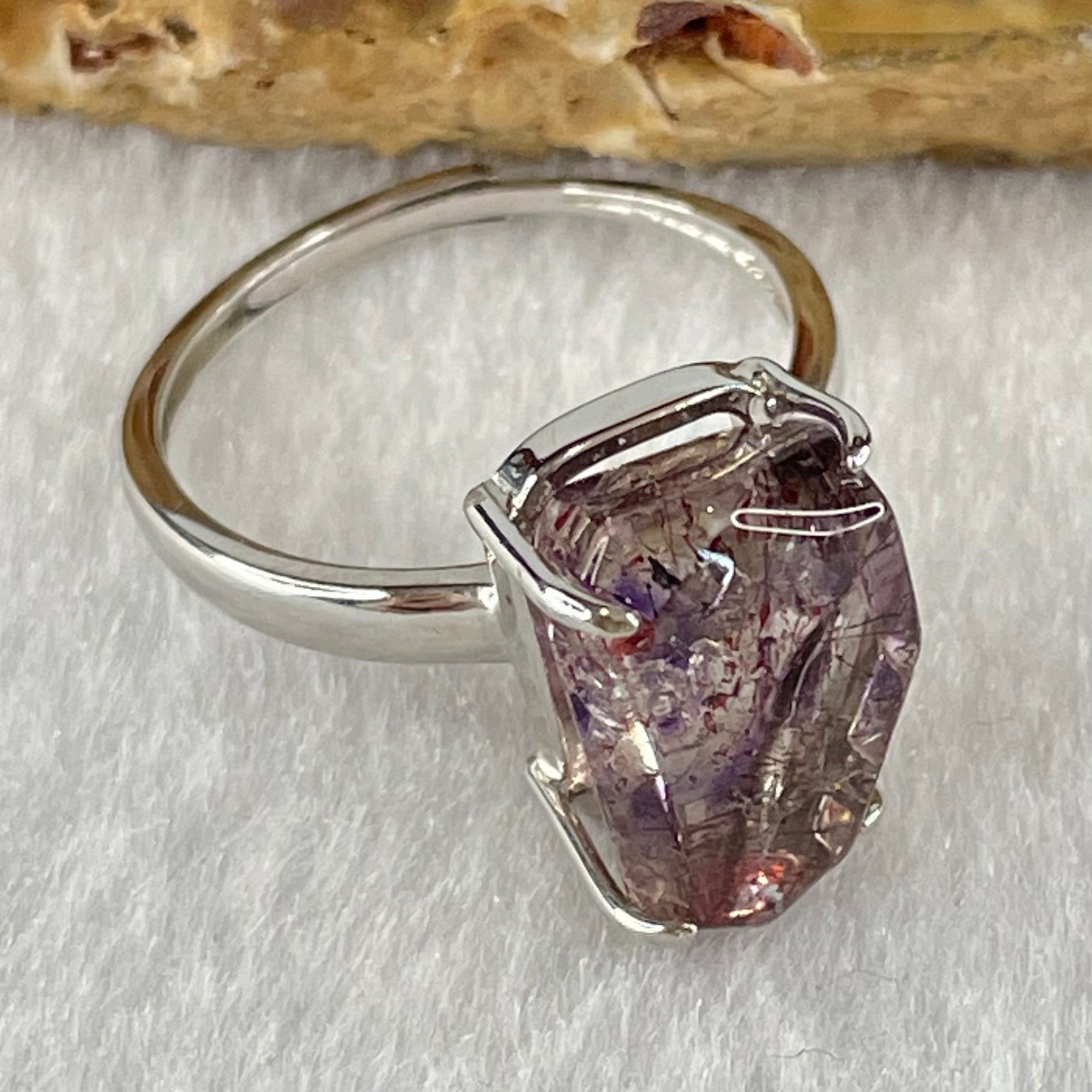 Natural Super 7 in S925 Sliver Ring (Adjustable Size) 3.21g 14.3 by 9.2 by 6.5mm - Huangs Jadeite and Jewelry Pte Ltd