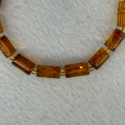 Natural Blood Flower Amber Lulutong Bracelet 天然血花琥珀手链 5.05g 16cm 10.3 by 6.3mm 15 Beads - Huangs Jadeite and Jewelry Pte Ltd