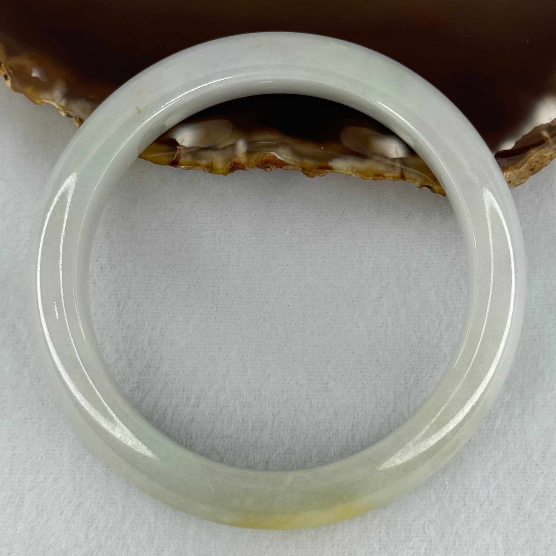 Type A Faint Lavender and Faint Green with Yellow Patches Jadeite Bangle Internal Diameter 58.2mm 67.56g 13.3 by 9.0mm (Internal Line) - Huangs Jadeite and Jewelry Pte Ltd