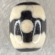 Natural Powerful Tibetan Old Oily Dark Brown With White Agate 3 Eyes Dzi Bead Heavenly Master (Tian Zhu) 三眼天诛 4.73g 17.3 by 13.4mm - Huangs Jadeite and Jewelry Pte Ltd
