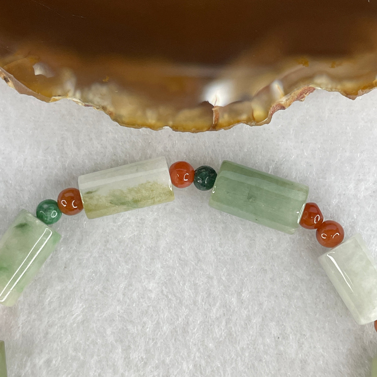 Natural Type A Green & Yellowish Green Jadeite Lulutong Beads Bracelet | 17cm with 10 Beads 8.0mm (20.65g | Heart & Solar Plexus Chakra Harmony, Obstacle-Clearing Fortune & Sunlit Wealth Shield)