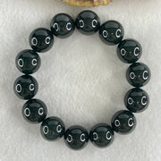 Rare High End Type A Highly Translucent Black Omphacite Jadeite Beads Bracelet 80.55g 16cm 15.0mm 14 Beads - Huangs Jadeite and Jewelry Pte Ltd