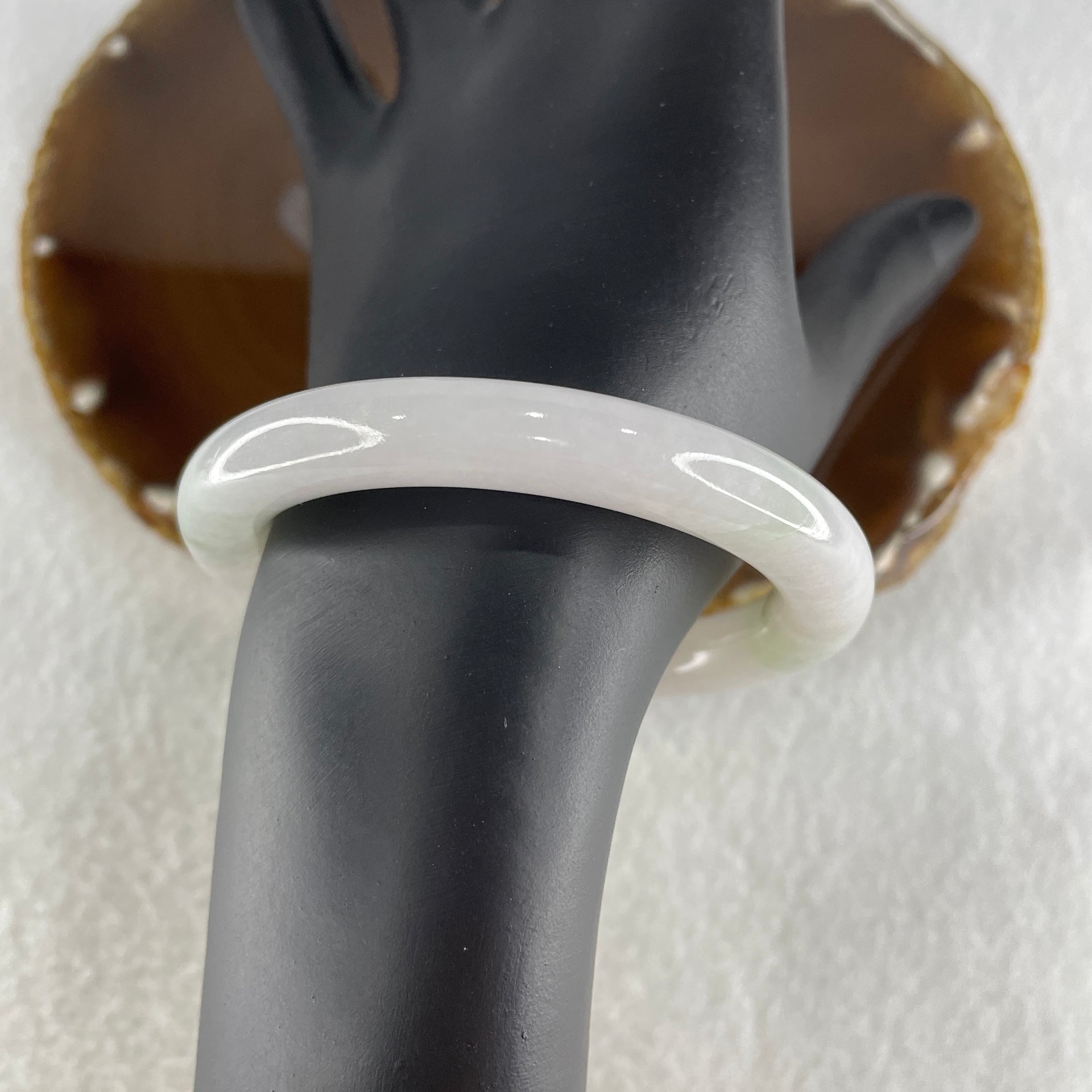 Type A Near White ( Faint Lavender) with Green Piao Hua Jadeite Bangle Internal Diameter 50.8mm 41.02g 9.2 by 9.0mm (Very Very Slight Internal Lines) - Huangs Jadeite and Jewelry Pte Ltd