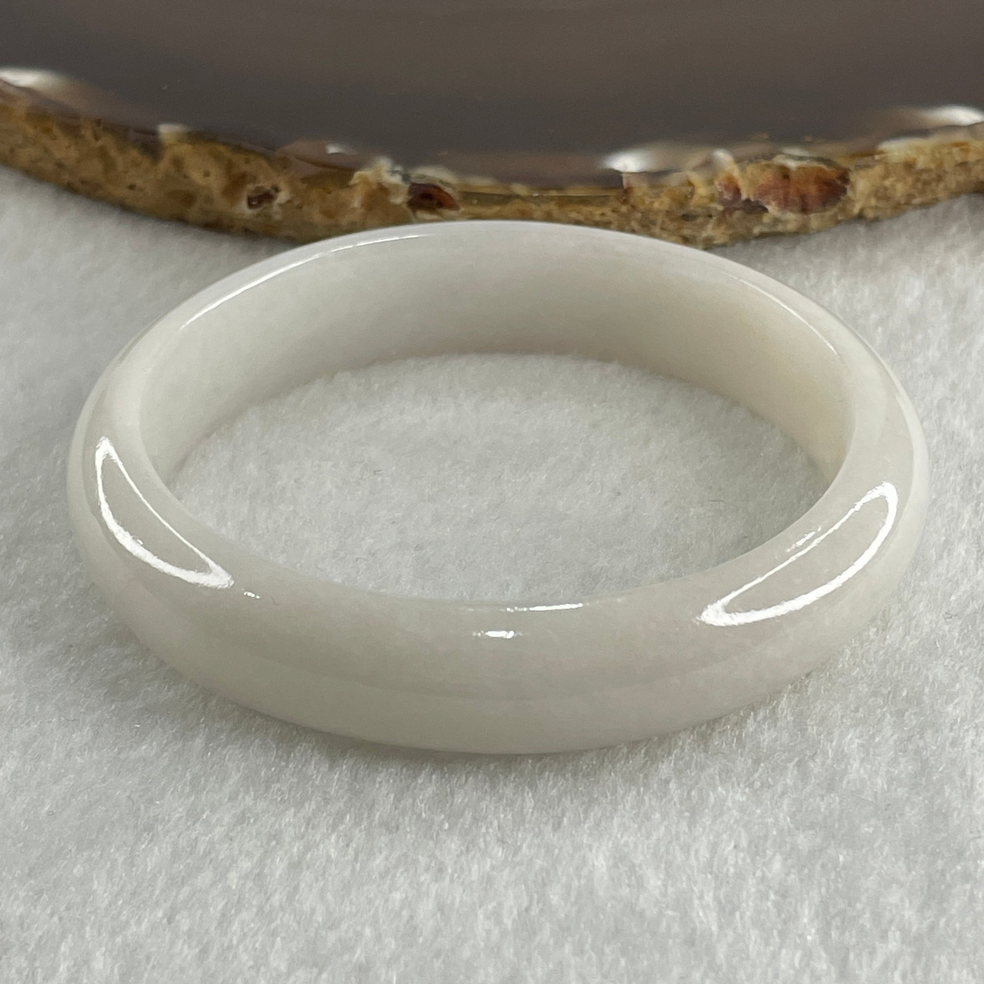 Certified Type A White to Colorless Jadeite Oval Bangle Internal Diameter 53.4mm 40.46g 12.6 by 7.0mm ( Slight Internal Lines ) - Huangs Jadeite and Jewelry Pte Ltd