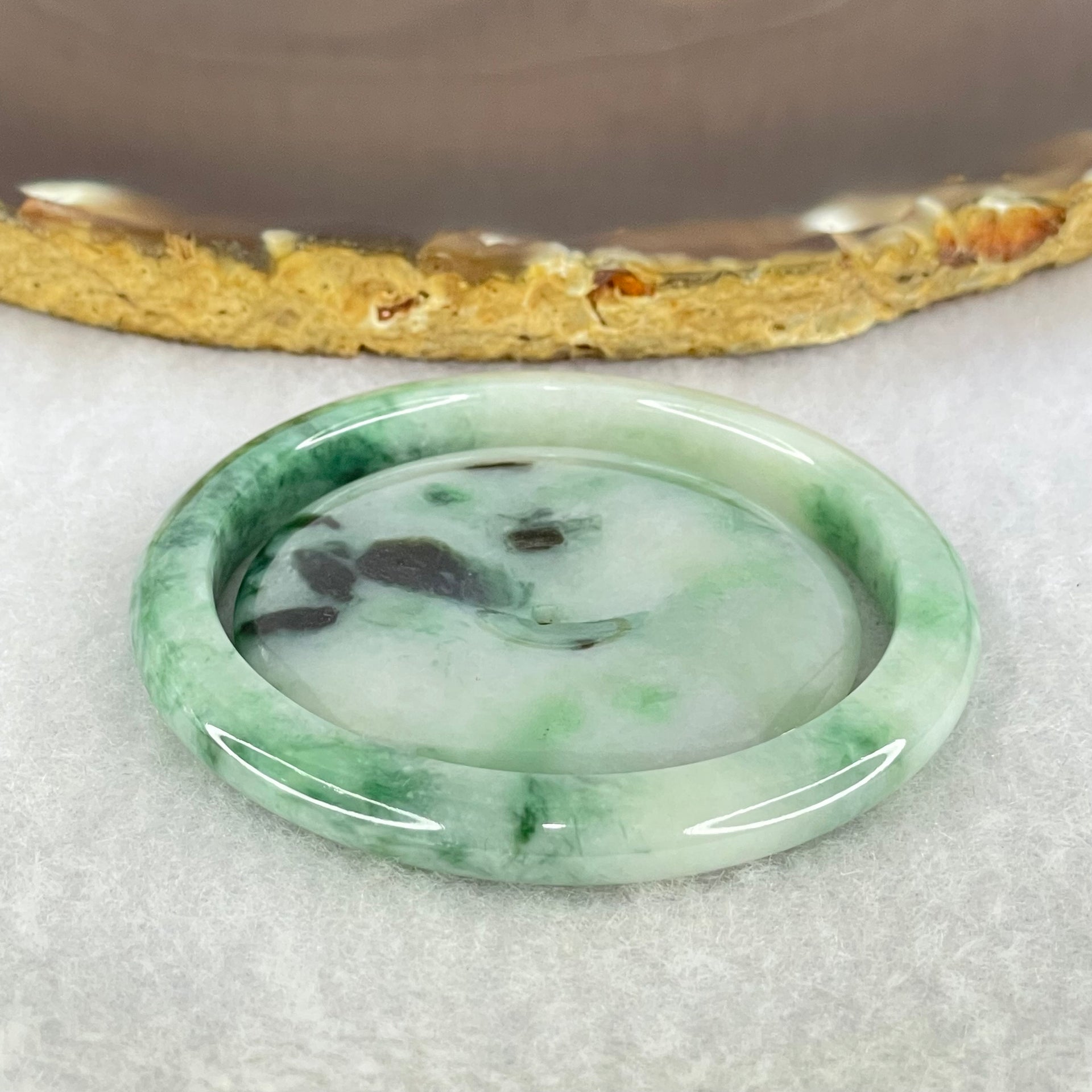 Type A Green Lavender with Green Piao Hua Jadeite Baby Bangle and Ping An Kou Donut Set 39.89g 6.5 by 6.0mm 42.7 by 6.6mm (very Slight Internal Line) - Huangs Jadeite and Jewelry Pte Ltd