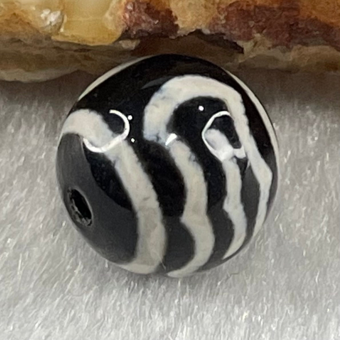 Natural Powerful Tibetan Old Oily Agate Garuda Dzi Bead Heavenly Master (Tian Zhu) 1.43g 10.0 by 10.4mm - Huangs Jadeite and Jewelry Pte Ltd