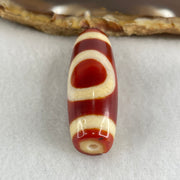 Natural Powerful Tibetan Old Oily Red White Agate One Eye Gold Metal Element Dzi Bead Heavenly Master (Tian Zhu) 一眼金天珠 11.50g 38.6 by 13.9mm - Huangs Jadeite and Jewelry Pte Ltd